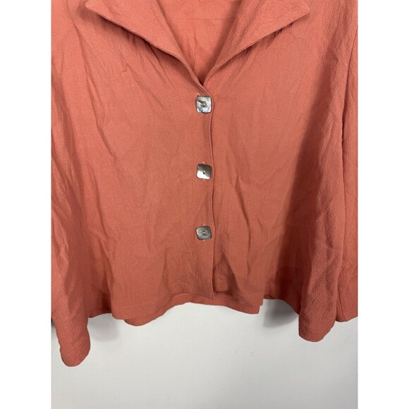 Niche Nilgun Derman Blouse 3/4 Sleeve Button-Up Collar Cropped SZ LG - Picture 2 of 7